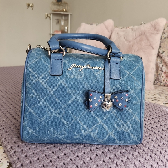 Juicy Couture Handbags - Juicy Couture Denim Blue Handbag with Bow Accent